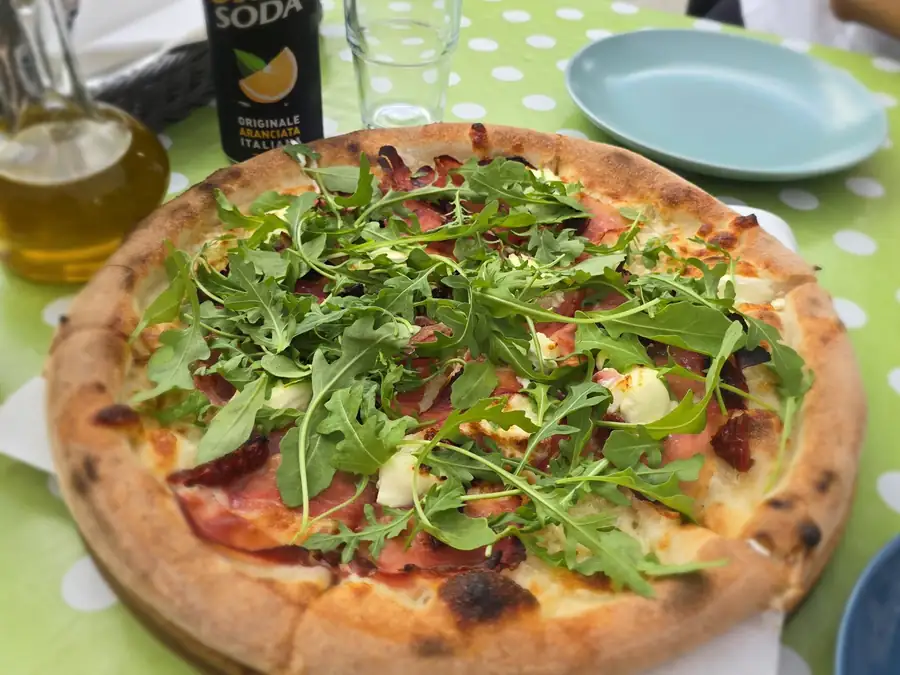 Rocket pizza in the garden