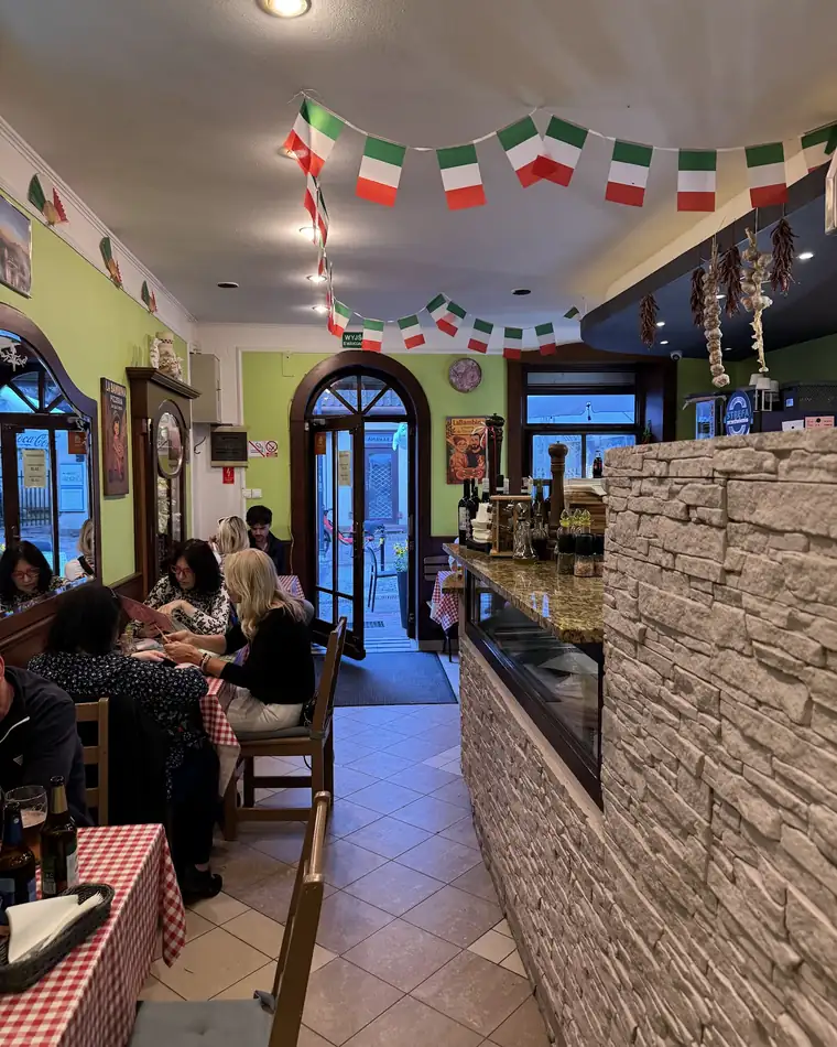 The dining room with flags